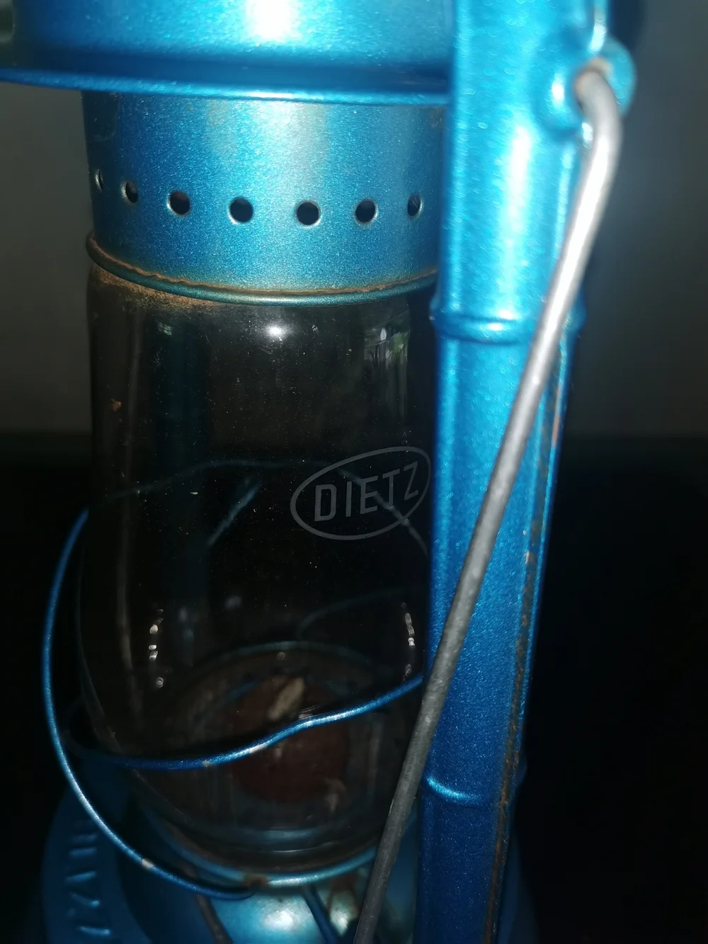 Vintage Dietz #80 Blizzard Hurricane Oil Lamp Lantern Blue‎